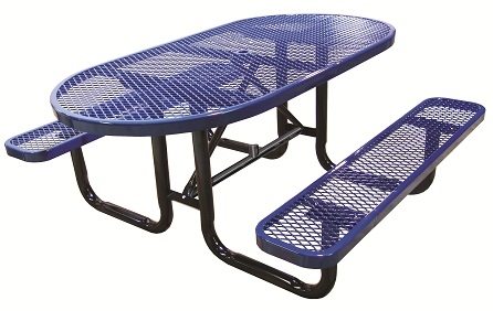Oval Expanded Metal Picnic Tables