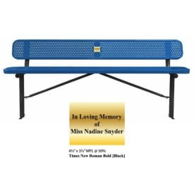 Bench with Plaque Standard Perforated Bench with Back