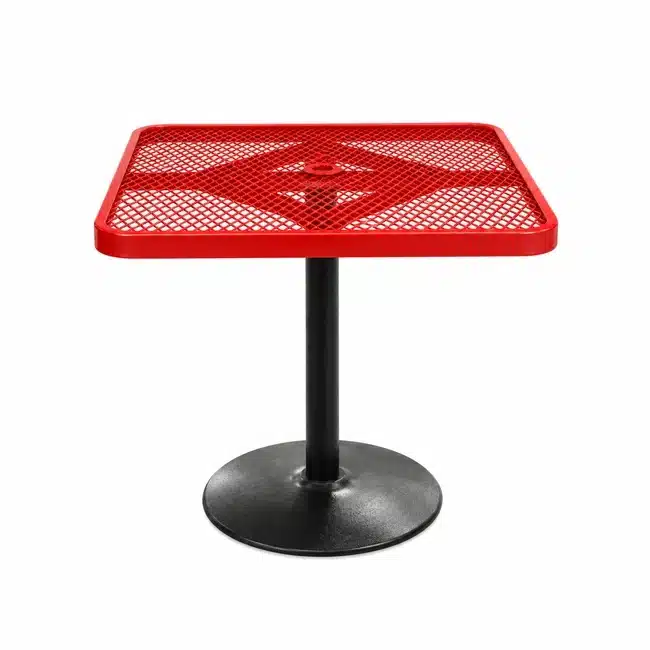 36 Square Pedestal Table – Expanded - Red 36" Square Pedestal Table - Expanded - Image 5