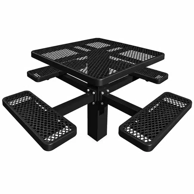 46 Single Post Square Table – Expanded - Black 46" Single Post Square Table - Expanded - Image 4