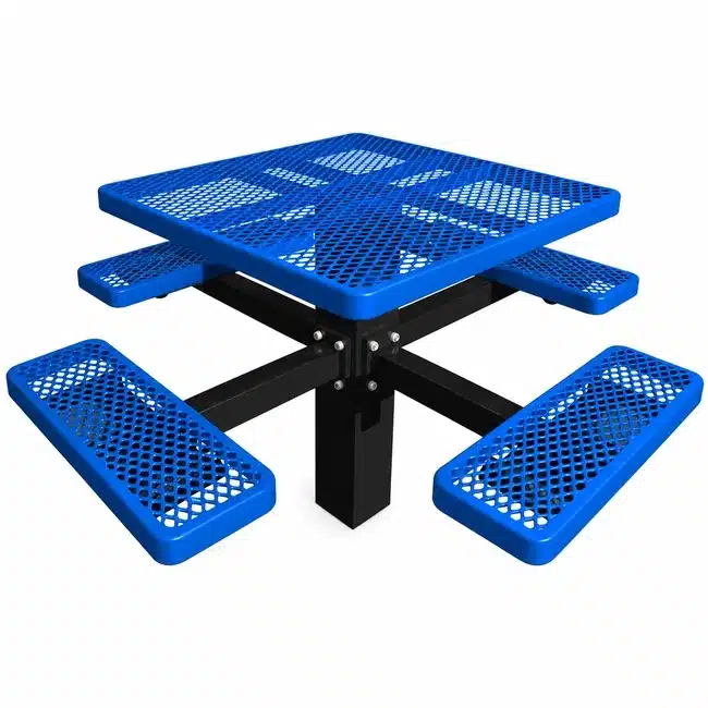 46 Single Post Square Table – Expanded - Blue 46" Single Post Square Table - Expanded - Image 6