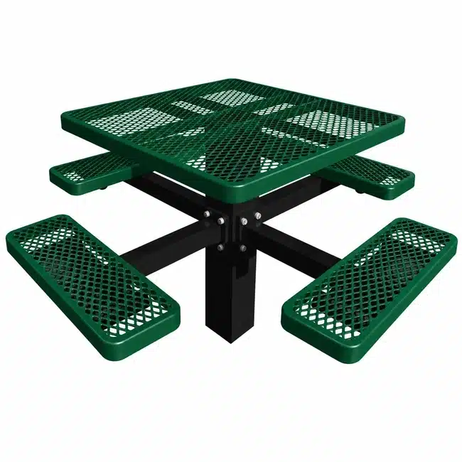 46 Single Post Square Table – Expanded - Dark Green 46" Single Post Square Table - Expanded - Image 2