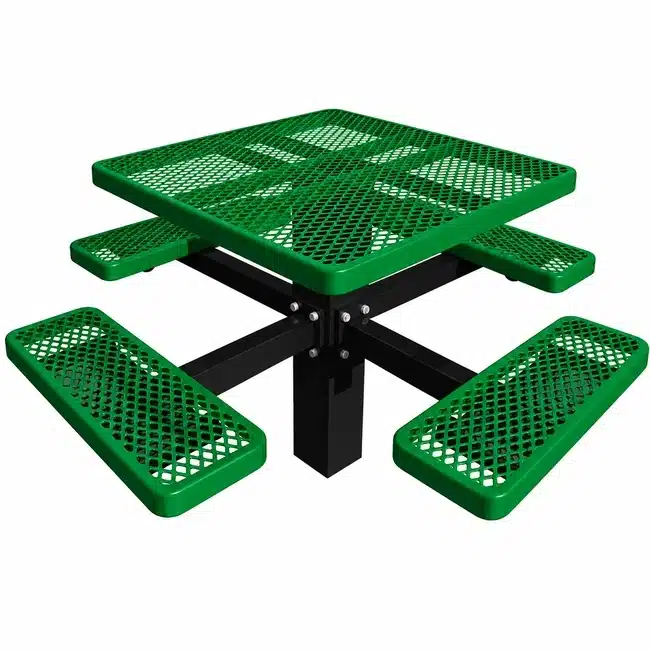 46 Single Post Square Table – Expanded - Green 46" Single Post Square Table - Expanded - Image 3