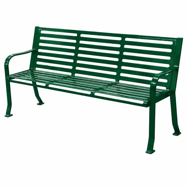 Coated Steel Slatted Bench - Dark Green Coated Steel Slatted Bench - Image 2